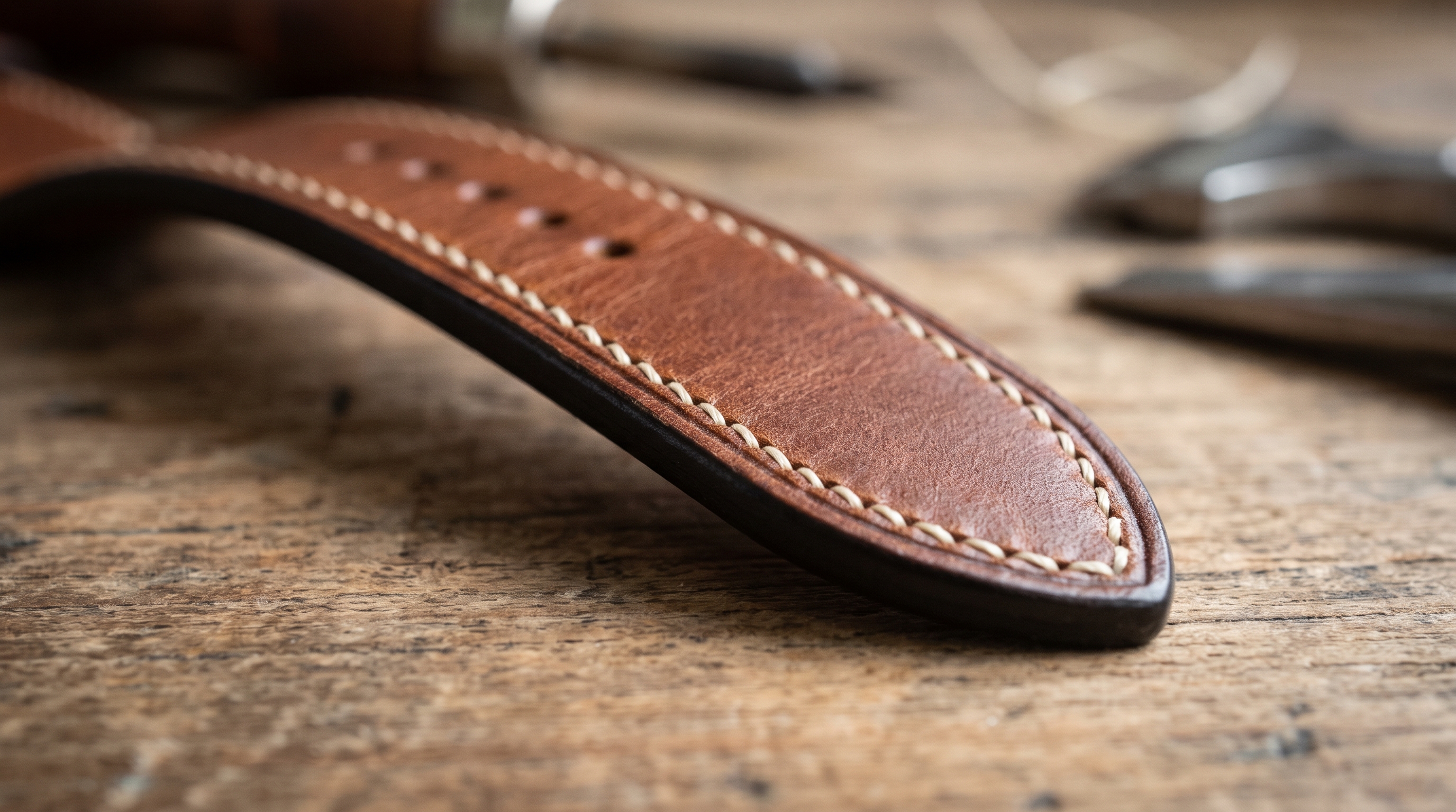 Handcrafted saddle stitching